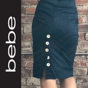 NWT Bebe High Waist Polka Dot Pencil Skirt